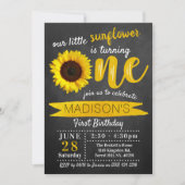 Eerste verjaardag van Little Sunflower Chalkboard Kaart (Voorkant)