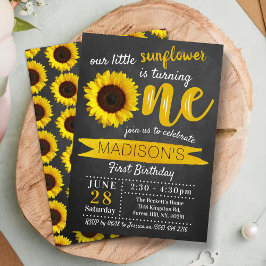 Eerste verjaardag van Little Sunflower Chalkboard Kaart