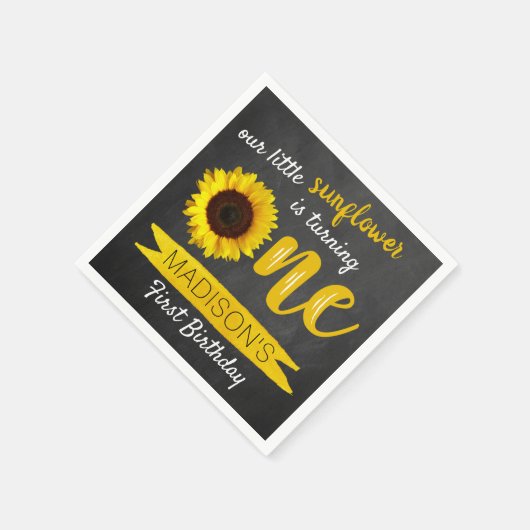 Eerste verjaardag van Little Sunflower Chalkboard Servet (Hoek)