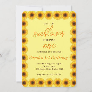 Eerste verjaardag van Little Sunflower Floral Girl Kaart