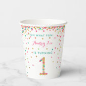 Eerste verjaardag van meisje op 1 verjaardag papieren bekers (Achterkant)