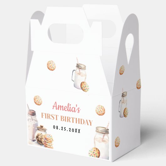 Eerste verjaardag van melk en koekjes bedankdoosjes (Geopend)