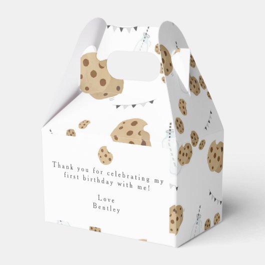 Eerste verjaardag van melk en koekjes bedankdoosjes (Achterkant)