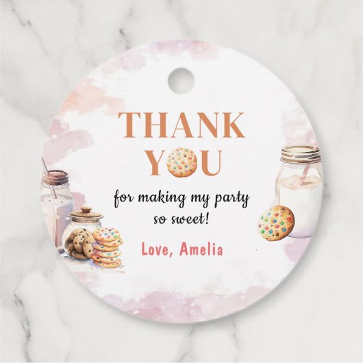 Eerste verjaardag van melk en koekjes bedankjes labels (Achterkant)