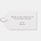 Eerste verjaardag van melk en koekjes cadeaulabel (Achterkant Horizontaal)