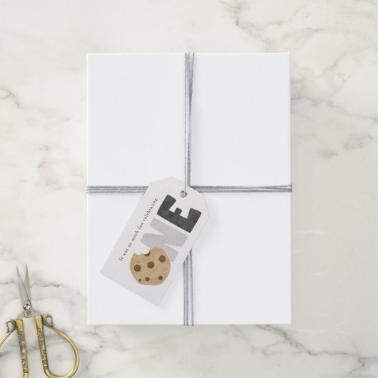Eerste verjaardag van melk en koekjes cadeaulabel (Met Touw)