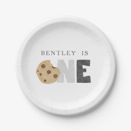 Eerste verjaardag van melk en koekjes papieren bordje