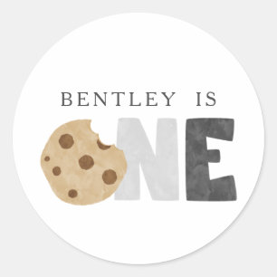 Eerste verjaardag van melk en koekjes ronde sticker