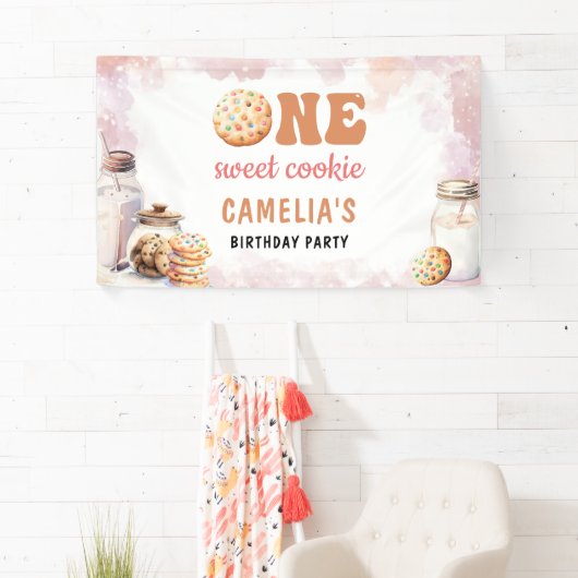 Eerste verjaardag van melk en koekjes spandoek (Insitu)