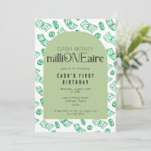 Eerste verjaardag van miljonair kaart (Staand voorkant)