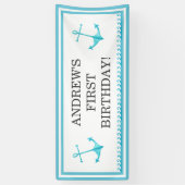 Eerste verjaardag van Nautical Anchor en Waves Sky Spandoek (Verticaal)