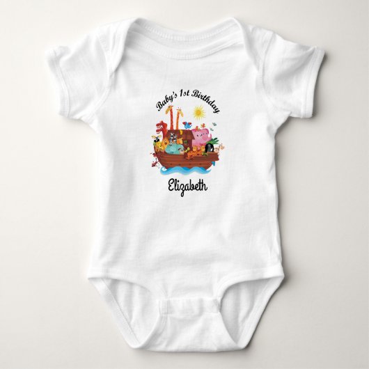 Eerste verjaardag van Noah's Ark Personalized Baby Romper (Voorkant)