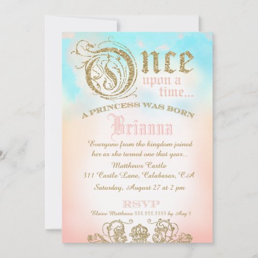 Eerste verjaardag van Once Upon a Time Princess Kaart (Achterkant)