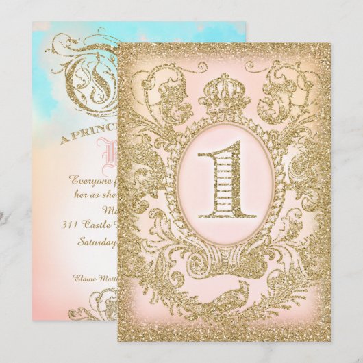 Eerste verjaardag van Once Upon a Time Princess Kaart (Voorkant / Achterkant)