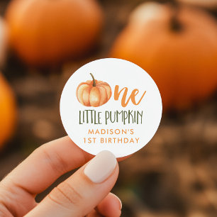 Eerste verjaardag van One Little Pumpkin Baby Ronde Sticker