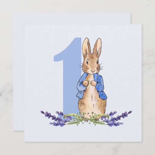 Eerste verjaardag van Peter de konijn Kaart (Voorkant / Achterkant)