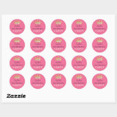Eerste verjaardag van Pink & Gold Princess Ronde Sticker (Vel)