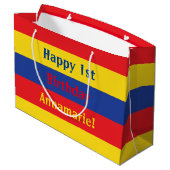 Eerste verjaardag van Red Yellow Blue Groot Cadeauzakje (Achterkant Gekanteld)