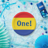 Eerste verjaardag van Red Yellow Blue Papieren Bordje (Feest)