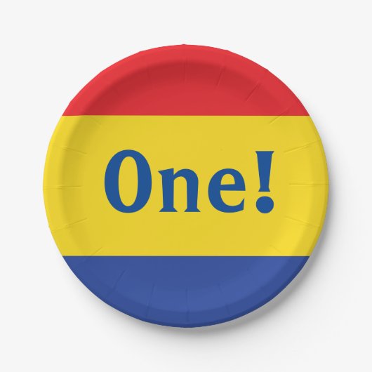 Eerste verjaardag van Red Yellow Blue Papieren Bordje (Voorkant)