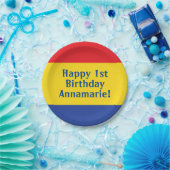 Eerste verjaardag van Red Yellow Blue Papieren Bordje (Feest)