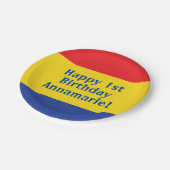 Eerste verjaardag van Red Yellow Blue Papieren Bordje (Gekanteld)