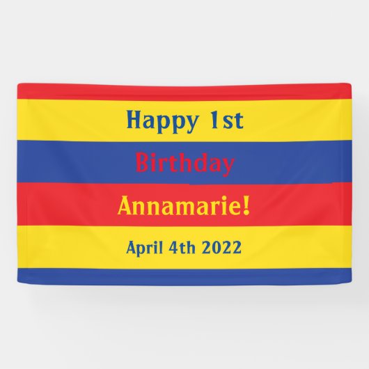 Eerste verjaardag van Red Yellow Blue Spandoek (Horizontaal)