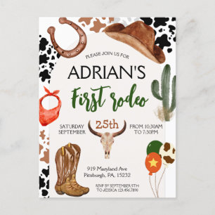 Eerste verjaardag van Rodeo Westerne Cowboy Briefkaart