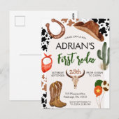 Eerste verjaardag van Rodeo Westerne Cowboy Briefkaart (Voorkant / Achterkant)