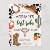 Eerste verjaardag van Rodeo Westerne Cowboy Briefkaart (Voorkant)