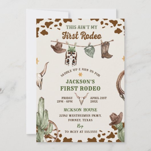 Eerste verjaardag van Rodeo Westerne Cowboy Kaart (Voorkant)