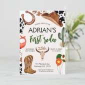 Eerste verjaardag van Rodeo Westerne Cowboy Kaart (Staand voorkant)