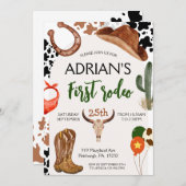 Eerste verjaardag van Rodeo Westerne Cowboy Kaart (Voorkant / Achterkant)