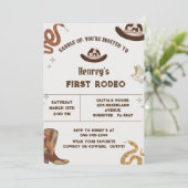 Eerste verjaardag van Rodeo Westerne Cowboy Kaart (Staand voorkant)