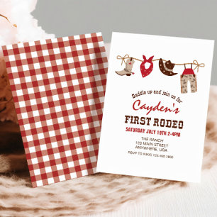 Eerste verjaardag van Rodeo Westerne Cowboy Kaart