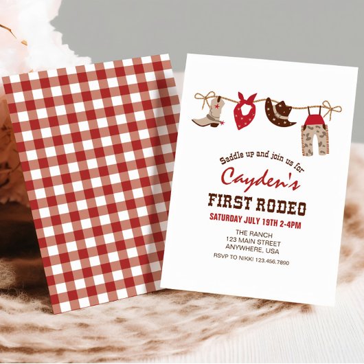 Eerste verjaardag van Rodeo Westerne Cowboy Kaart