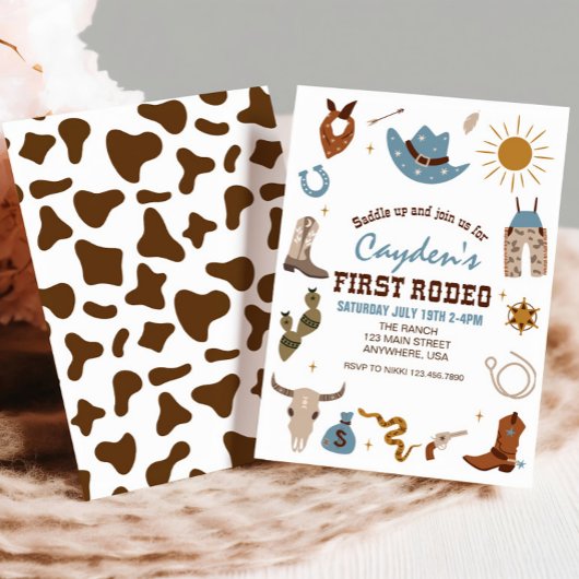Eerste verjaardag van Rodeo Westerne Cowboy Kaart