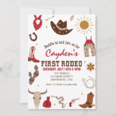 Eerste verjaardag van Rodeo Westerne Cowboy Kaart (Voorkant)