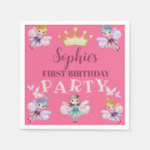 Eerste verjaardag van roze en gouden ballonnen Nap Servet (Voorkant)