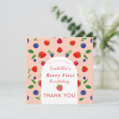 Eerste verjaardag van Strawber Berry Bedankkaart (Staand voorkant)