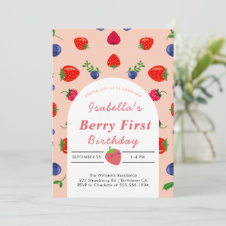 Eerste verjaardag van Strawber Berry Kaart