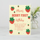 Eerste verjaardag van Strawberry Berry Kaart (Staand voorkant)