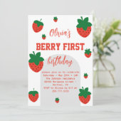 Eerste verjaardag van Strawberry Berry Kaart (Staand voorkant)