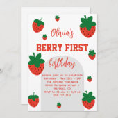 Eerste verjaardag van Strawberry Berry Kaart (Voorkant / Achterkant)