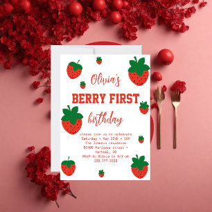 Eerste verjaardag van Strawberry Berry Kaart