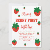 Eerste verjaardag van Strawberry Berry Kaart (Voorkant)