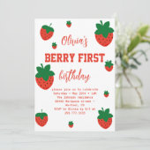 Eerste verjaardag van Strawberry Berry Kaart (Staand voorkant)