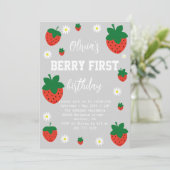 Eerste verjaardag van Strawberry Berry Kaart (Staand voorkant)