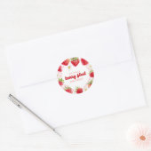 Eerste verjaardag van Strawberry Berry Ronde Sticker (Envelop)