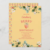 Eerste verjaardag van Strawberry Garden meisje Kaart (Voorkant / Achterkant)